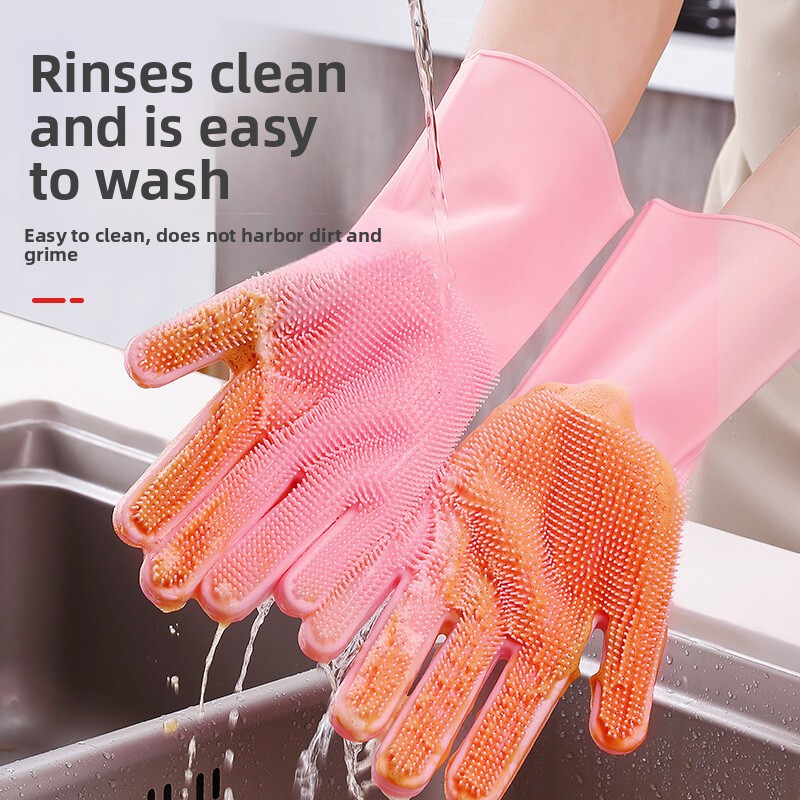 Silicone Dishwashing Gloves, M - Rubber Glove Cleaning ulasan dan harga